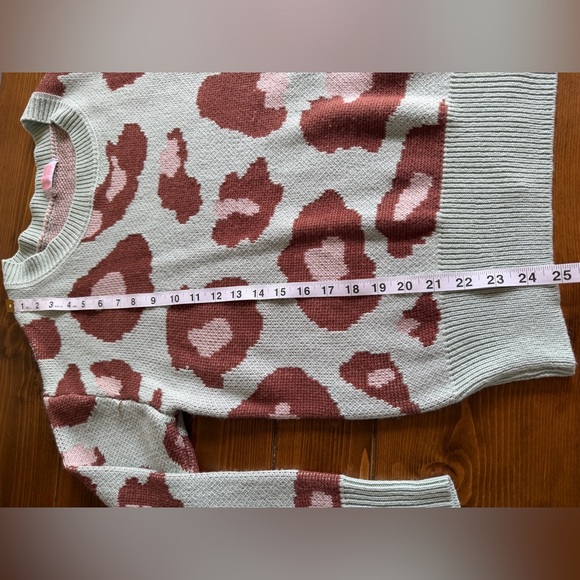 C+D+M Collection Women’s Mint Green Leopard Print Knit Sweater Size Large - Picture 7 of 9